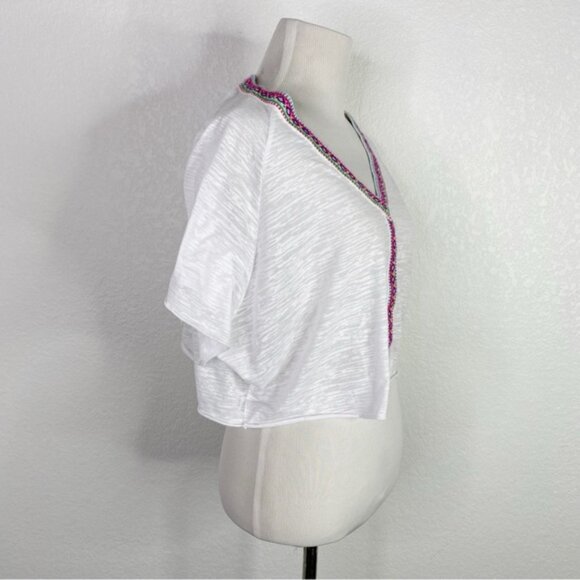 Pitusa White Burnout Sheer Crop Top - Picture 5 of 8